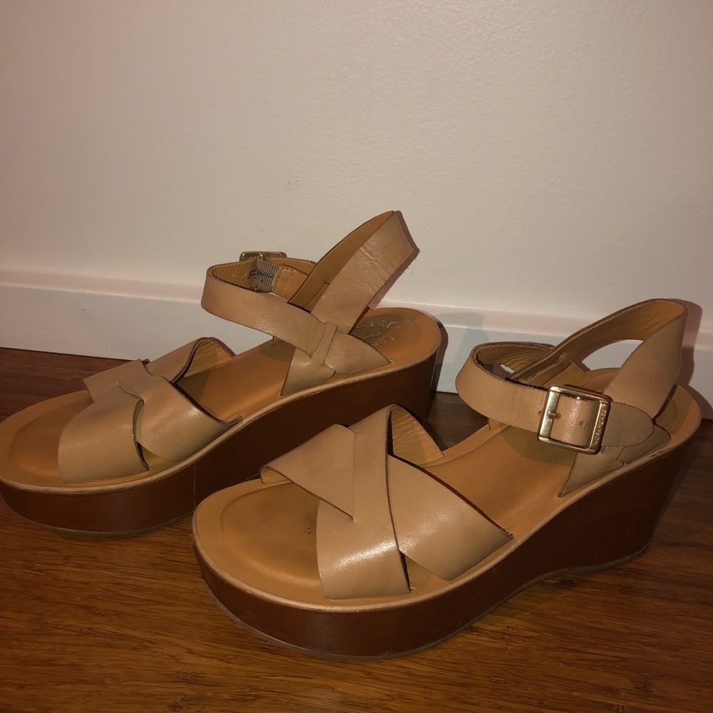 Kork- ease nude platform wedge